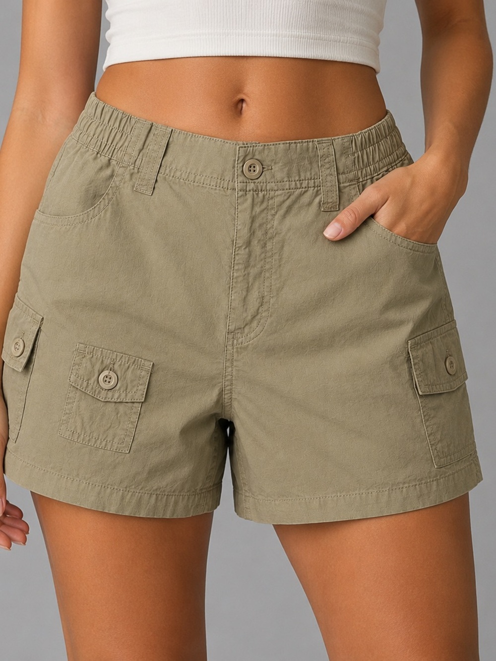 Love Tree Women’s Medium Khaki Cargo Shorts Nylon Utility Pockets